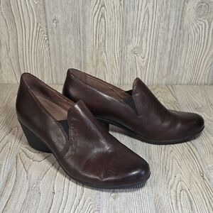 Dansko Robin Chocolate Burnished Calf Leather Low Heel Slip-On Shoes Womens 41